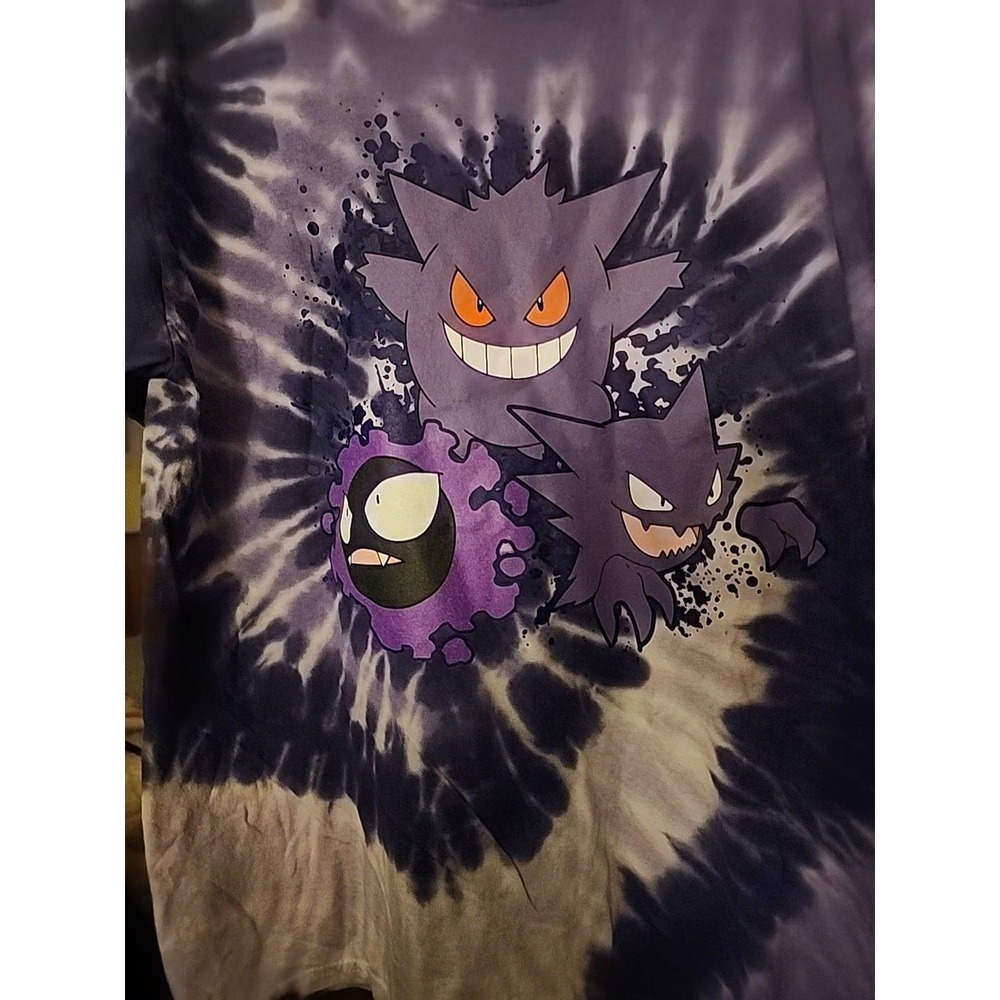 Pokemon Gastly Haunter Gengar Evolution Tie-Dye Anime T-Shirt Medium New A115